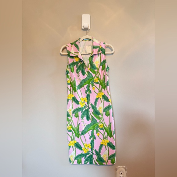 J. Mclaughlin • NWT Ayla Dress Catalina Cloth Lily Frond‎ Pink Green XS Preppy - Picture 6 of 12